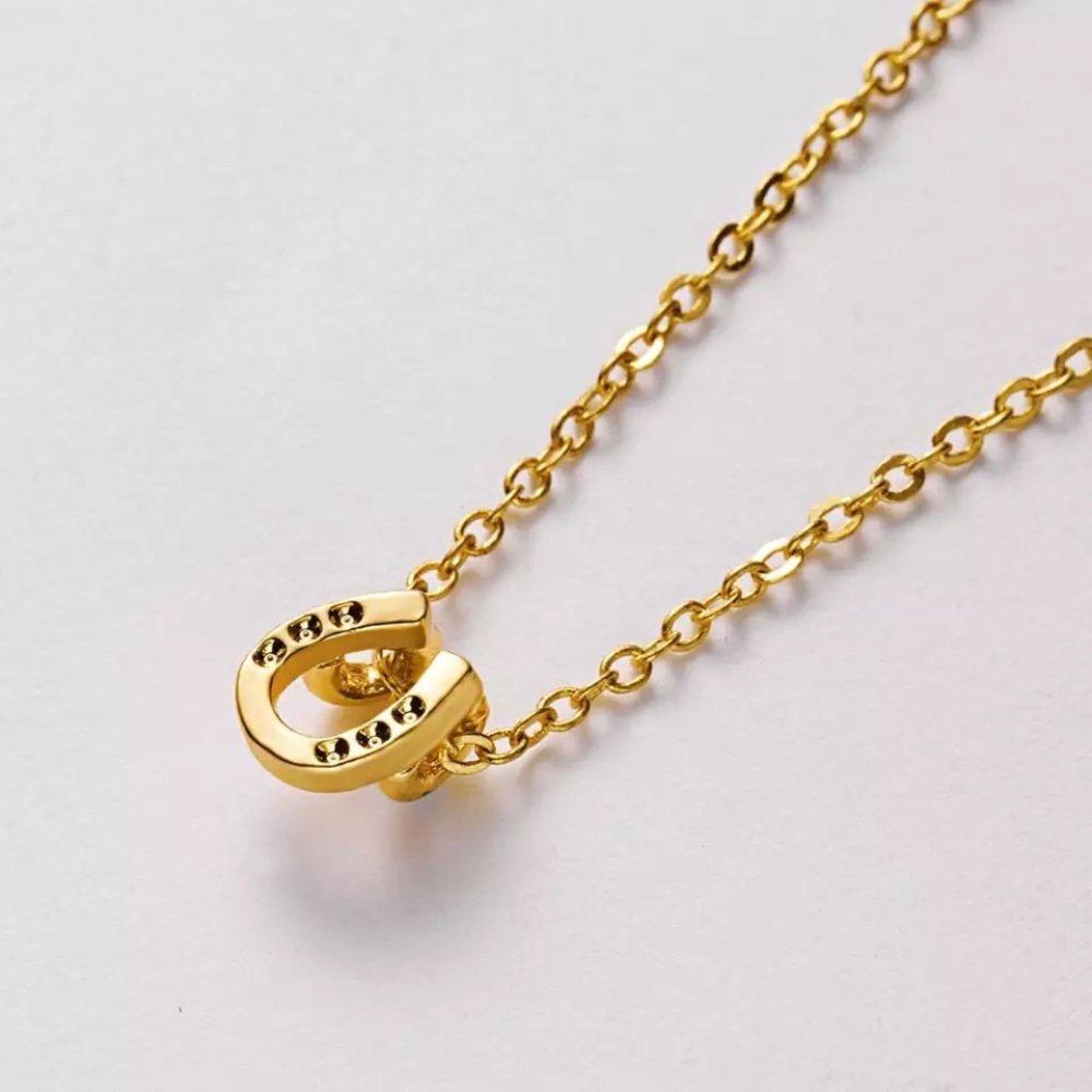 🎉 New Lucky Horseshoe Gold Plated Necklace - Picture 2 of 7